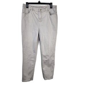 Chico's Womens Jeans Size 1.5 Medium 10 Ankle Perfect Stretch Gray Denim Pocket